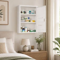 kleankin Dulap pentru medicamente de perete cu 2 rafturi și 2 chei, din oțel, 40x15x53,5 cm, alb(m-9)