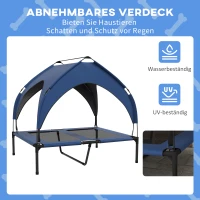 PawHut Hundebett mit Dach, atmungsaktiv, wasserabweisend, bis 30 kg, 91 x 76 x 89 cm, Dunkelblau(m-5)