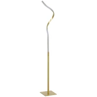 HOMCOM Stehleuchte im Spiraldesign, Fußschalter, 3 Helligkeitsstufen, 1,46 m, Gold(m-1)
