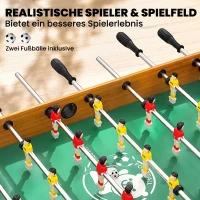 HOMCOM Tischkicker, Tischfußball-Set, 2 Bälle, rutschfeste Griffe, für Jugendliche Erwachsene, Punkteanzeige, MDF, Metall, Bunt(m-7)
