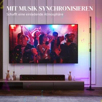 HOMCOM LED-Stehlampe, Standfußlampe mit Fernbedienung und verschiedenen Farben, Timer, App, Musik-Synchronisation, Dunkelgrau(m-7)