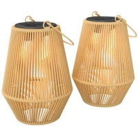 Outsunny Lămpi Solare din Ratan Impermeabile Ip44, 16x16x21 cm, Maro(m-11)