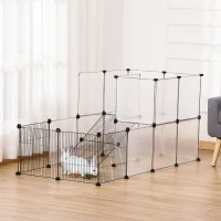 PawHut Enclos pour petits animaux design DIY cage modulable pour cochon d'Inde lapin chinchillas petits animaux domestiques 27 panneaux noir(m-10)