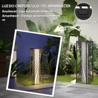 Outsunny Candeeiro Solar em Vime Sintético com Luzes LED Ligação e Desligação Automática Impermeável 22x22x77 cm Cinzento(m-5)