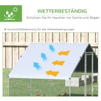 PawHut Hühnerstall, Freilaufgehege, Geflügelstall mit Schattendach, Freigehege für 4-6 Hühner, Enten Kaninchen, 3 x 2 x 2 m(m-4)