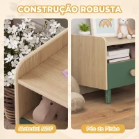 AIYAPLAY Mesa de Cabeceira para Crianças dos 3 aos 10 Anos com Gaveta e Cantos Arredondados, Verde e Carvalho(m-6)