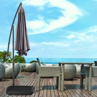 Outsunny Base de Sombrilla con 2 Ruedas Rellenable de Agua 60 kg Arena 68 kg o Mixto 75 kg 80x60x17 cm Negro(m-10)