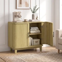 HOMCOM 80cm Sideboard Buffet Cabinet, Storage Cabinet with 2 Curved Doors, Adjustable Shelf and Legs for Dining Room, Oak(m-14)