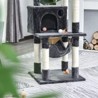 PawHut Arbre à chats multi-équipements griffoirs grattoirs plateformes niche hamac panier corde jouet suspendu dim. 50L x 50l x 156H cm gris foncé(m-4)