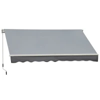 Outsunny Toldo Manual Retrátil 395x245 cm Toldo para Varanda com Manivela Anti-UV Estrutura de Alumínio para Jardim Janelas Cinzento(m-11)