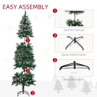 HOMCOM Brad de Craciun cu 6 picioare cu zapada artificiala cu 508 ramuri realiste, con de pin, pentru decorare interioara, verde alb(m-4)