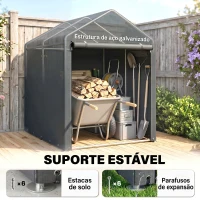 Outsunny Abrigo para Ferramentas Bicicletas e Motos 1,2x1,8x1,65 m Garagem Portátil com 2 Habitações Cinza Escuro(m-5)