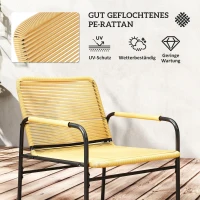 Outsunny 3-tlg. Rattan Bistroset, Sitzgruppe, Gartengarnitur mit 2 Gartensesseln, Couchtisch 54 x 66 x 76 cm Gelb(m-5)