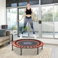 HOMCOM Trampolin für Kinder und Erwachsene, Gartentrampolin, Joga, 100 kg belastbar, Stahl, Schwarz, Ø101,6 x H25 cm(m-10)