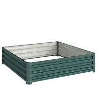Outsunny Caixa de Cultivo de Exterior Grande e Retangular de Aço Galvanizado para Cultivar  com Base Aberta 120x120x30 cm Verde(m-1)