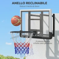 SPORTNOW Canestro Basket Esterno a Parete 110x90 cm, Tabellone Basket Esterno, Bordo in Acciaio, Cerchio Resistente Ø45 cm e Rete, Nero(m-6)