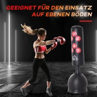 HOMCOM Boxsack Stehend 165cm Erwachsene Freistehender Heavy Duty Standboxsack mit Saugnapf-Basis Boxpartner Boxing Trainer Geeignet für Profis und Anfänger Schwarz(m-6)