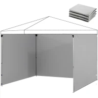 Outsunny 3-teiliges Set Seitenteile mit Reißverschluss für 3 x 3 m Pavillon, Hellgrau(m-11)