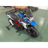 AIYAPLAY Moto électrique pour enfants 3-8 ans 12V Licence BMW G310 GS, Batterie lithium, Roulettes amovibles, Bleu(m-5)