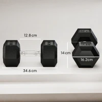 HOMCOM Set de Gantere 2x17,5 kg cu Mânere Antiderapante, din Metal, pentru Antrenament Fitness, Negru(m-3)
