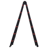 HOMCOM Escalera de Aluminio Plegable 2 Formas de Uso Retráctil Portátil Escalera Telescópica 12 Escalones Antideslizantes Carga 150 kg 379x67,5x11 cm Negro(m-4)