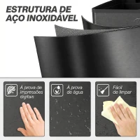 HOMCOM Papeleira de Cozinha em Aço Inoxidável com 2 Compartimentos 2x20L Pedal, Tampas de Fecho Suave e Balde Removível Preto(m-8)