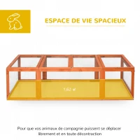 PawHut Clapier lapin extérieur cage cochon d'Inde toit ouvrable et portes verrouillables 180 x 90 x 48 cm jaune(m-4)