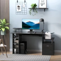 HOMCOM Computertisch Schreibtisch Bürotisch PC Tisch Arbeitstisch Kombitisch Schwarz(m-2)