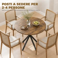 HOMCOM Tavolo da Pranzo Rotondo Stile Industriale con Gambe a Croce in Acciaio, Ø80x75 cm, Marrone Rustico(m-4)