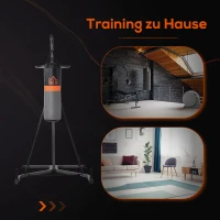 HOMCOM 2-in-1 Boxsackständer max. Tragkraft 100 kg, drehbar Boxsackhalterung aus Stahl mit 20kg Boxsack Punchingball, stehend höhenverstellbar Boxsackhalter, für Indoor Fitness Training, Schwarz(m-5)