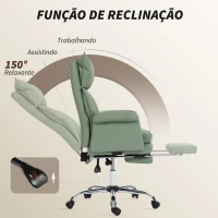 HOMCOM Cadeira de Secretária com Apoio para os Pés  Encosto Reclinável Estofada em Couro Sintético 69x65x108-116 cm Verde(m-6)