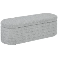 HOMCOM Bancă pentru Capătul Patului, din Material Teddy, cu Spațiu de Depozitare, 116x41x40,5cm, Gri Deschis(m-1)