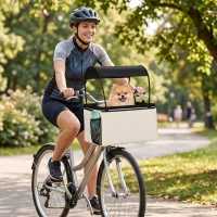 PawHut Panier vélo avant 2-en-1 Panier vélo pour chien portable avec toit Laisse de sécurité Bandoulière Poches latérales 5kg(m-6)