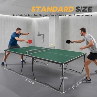 SPORTNOW 9FT Folding Tennis Table, with 8 Wheels, for Indoor Use, Green(m-4)
