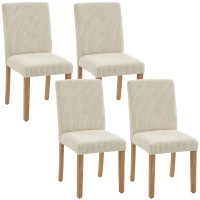 HOMCOM Conjunto de 4 Cadeiras de Jantar Cadeiras Modernas para Cozinha Encosto Alto Estofadas em Veludo Assento Acolchoado 44x56x90 cm Bege(m-1)