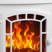HOMCOM Electric Fireplace Stove, 1000W/2000W, Freestanding Electric Fire with LED Flame Effect, Adjustable Thermostat, White(m-11)