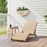 Outsunny Sonnenliege Polyrattan Gartenliege mit Kissen, wetterfest Liege 120 kg belastbar 166 x 63 x 76 cm Beige(m-10)