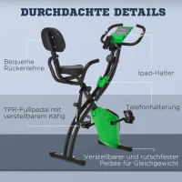 HOMCOM 2-in-1 Klappbarer Heimtrainer, 8 Stufen einstellbarer Magnetwiderstand, Fitnessrad mit Herzfrequenzsensor, Armstrecker, LCD-Bildschirm, 2,5 kg Schwungrad, grün(m-9)
