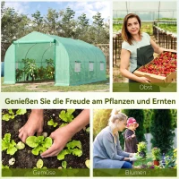Outsunny Gewächshaus 4,5 x 3 x 2 m Foliengewächshaus mit Rollbar Reißverschlusstür 6 Netzfenster Stützstangen(m-6)