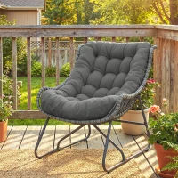 Outsunny Rattansessel mit Kissen Bänder, gepolsterter Outdoor Sessel aus Polyrattan, Korbsessel bis 120kg(m-10)