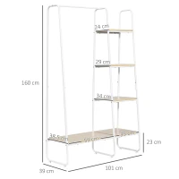 HOMCOM Kleiderständer Garderobenständer, 5 Regale u. 1 Kleiderstange 101 cm x 39 cm x 160 cm(m-3)
