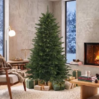 HOMCOM Árbol de Navidad artificial 180 cm, abeto Fraser con base de madera, 988 puntas de rama realistas para hogar y oficina, verde(m-4)