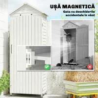 Outsunny Șopron de Scule din Lemn cu Rafturi 85x58x213 cm, Alb(m-9)