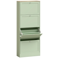 HOMCOM Meuble à chaussures 24 paires, armoire à chaussures avec 4 tiroirs rabattables, étagères réglables, 60x23,5x153cm, vert