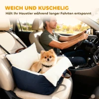 PawHut Hundeautositz, 2 Gurte, waschbare Bezüge, für Haustiere unter 5 kg, Blau(m-6)