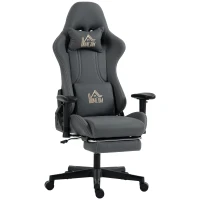 HOMCOM Ergonomischer Gaming-Stuhl mit 3D-Armlehnen, verstellbar, rollbarer Schreibtischstuhl mit Lendenstütze, Grau(m-11)