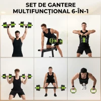 SPORTNOW Set Greutăți pentru Sală 6-în-1 Multifuncțional, Total 25 kg, Plastic și Nisip, 125x18x18 cm, Verde(m-4)