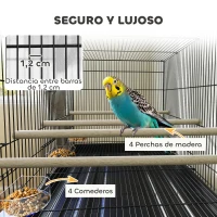PawHut Jaula para Pájaros con Divisor Comederos Bandeja Extraíble y Soporte para Canarios y Periquitos 76x46x46/116 cm Negro(m-5)