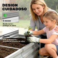 Outsunny Caixa de Plantio de Aço Galvanizado para Cultivar Plantas Flores Floreira Exterior Retangular com Fundo Aberto 120x60x30,5 cm Prata(m-7)