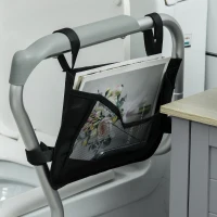 HOMCOM Barra de Segurança para Sanita de Alumínio Apoio de Segurança para Sanita Ajustável com Alça Antiderrapante e Bolso 55-62x47x64-74 cm Prata(m-8)